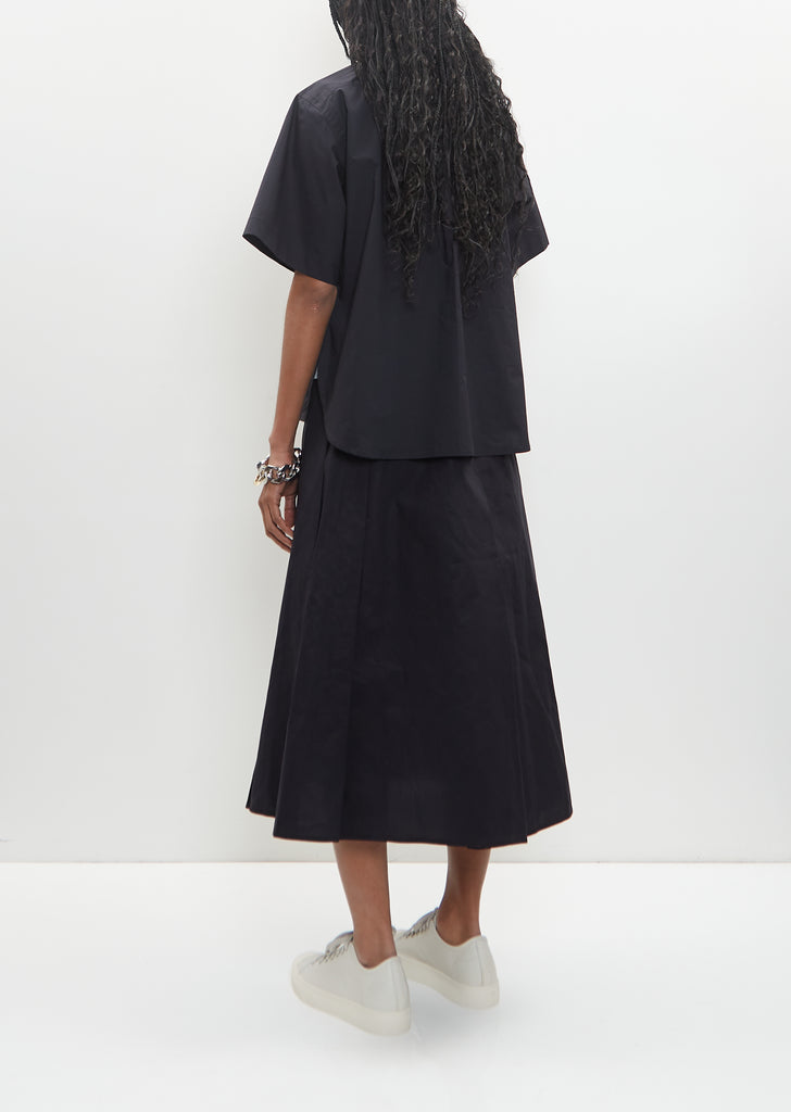 Cotton Sisli Pleated Skirt — Midnight