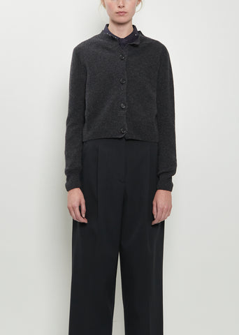 Cropped Merino Wool Cashmere Cardigan — Storm Grey
