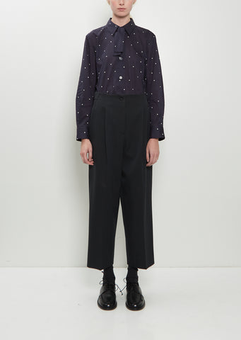 Pleated Front Wool Cotton Trousers