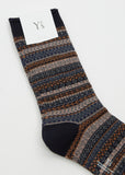 Fair Isle Pattern Socks — Navy