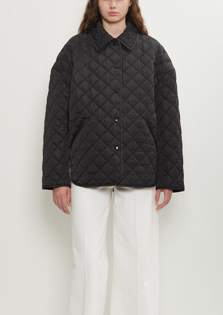 Collared Quilted Poly Jacket