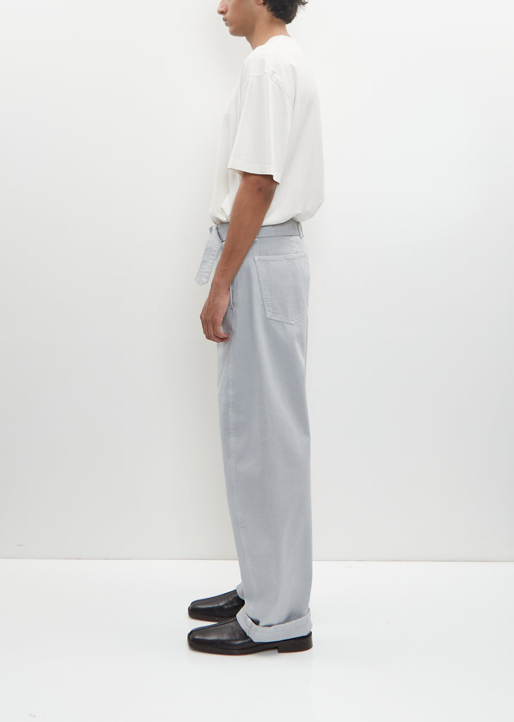 Cotton Denim Twisted Belted Pants