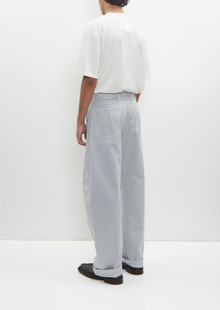 Cotton Denim Twisted Belted Pants