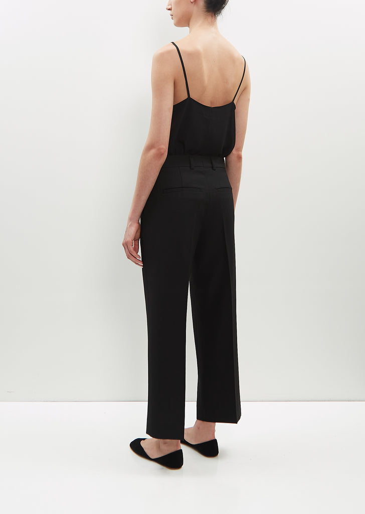 Straight Cropped Trousers — Black