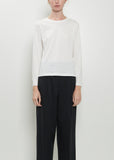 Wide Neck Long Sleeve Cotton Tee — Off White