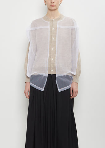 Wool Tulle Layered Cardigan
