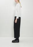 Wide Neck Long Sleeve Cotton Tee — Off White