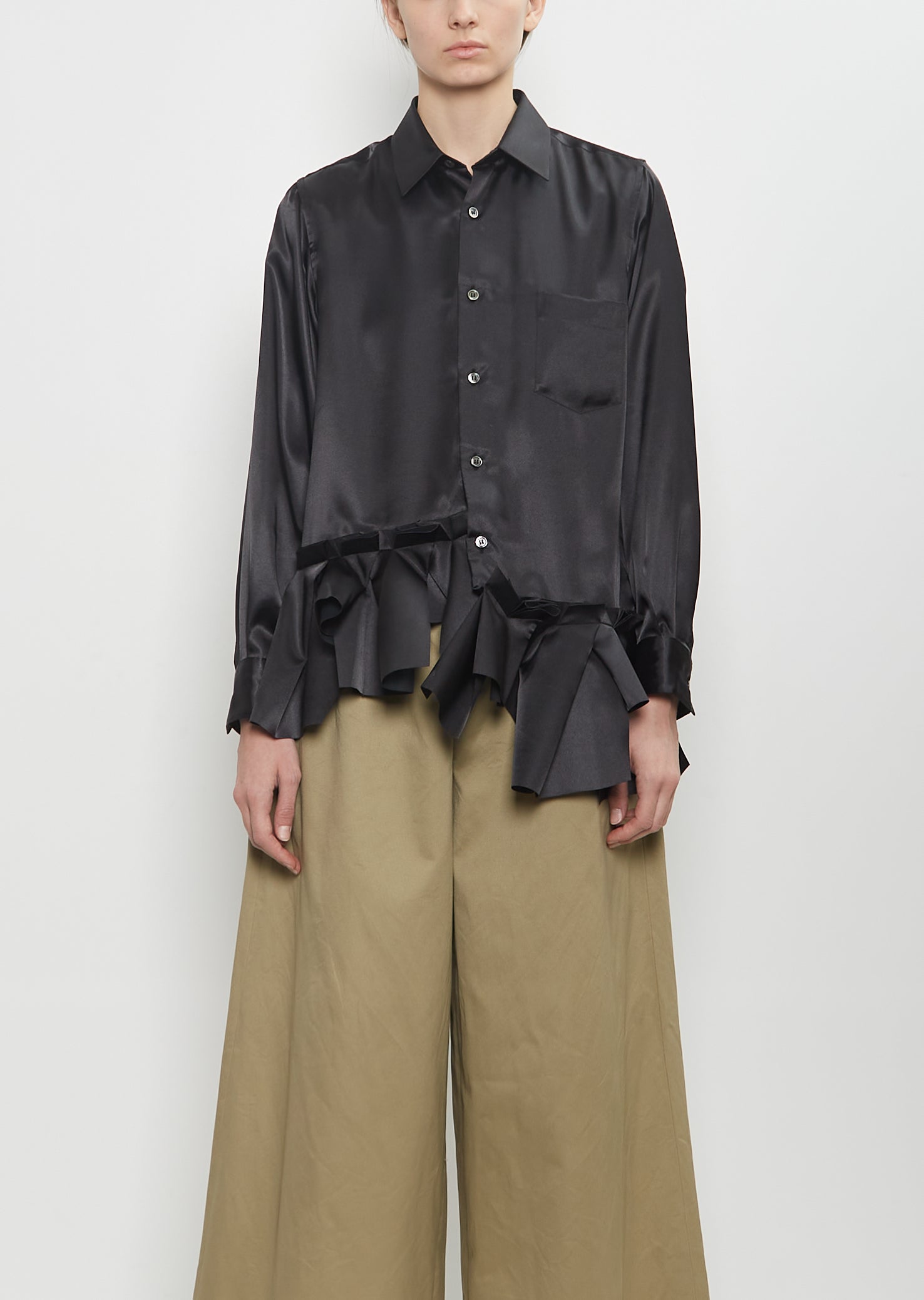 Satin Layered Button Up Shirt – La Garçonne