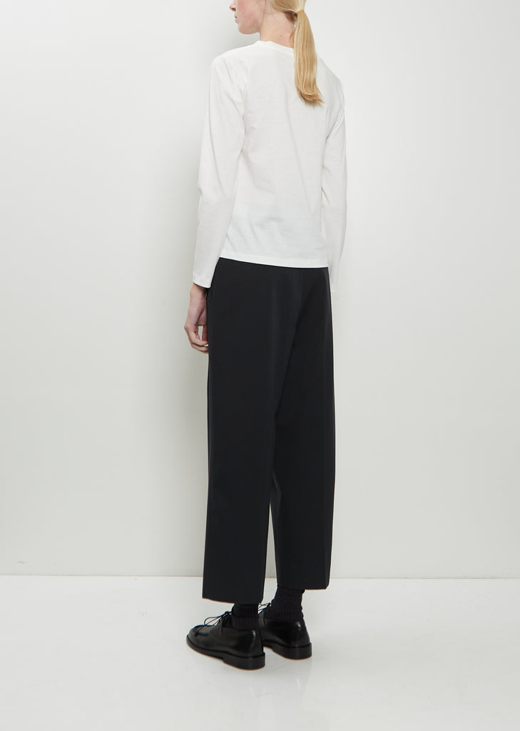 Wide Neck Long Sleeve Cotton Tee — Off White