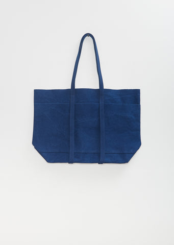 Washed Canvas 6 Pockets Tote, Medium — Blue