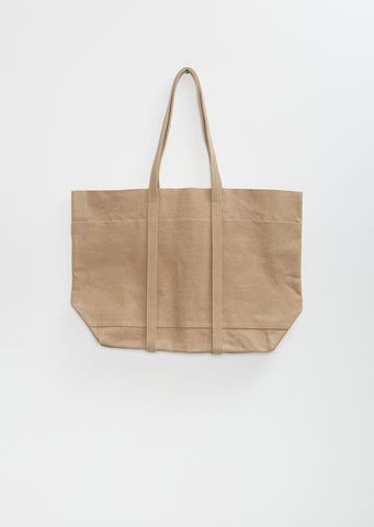 Washed Canvas 6 Pockets Tote, Medium — Taupe