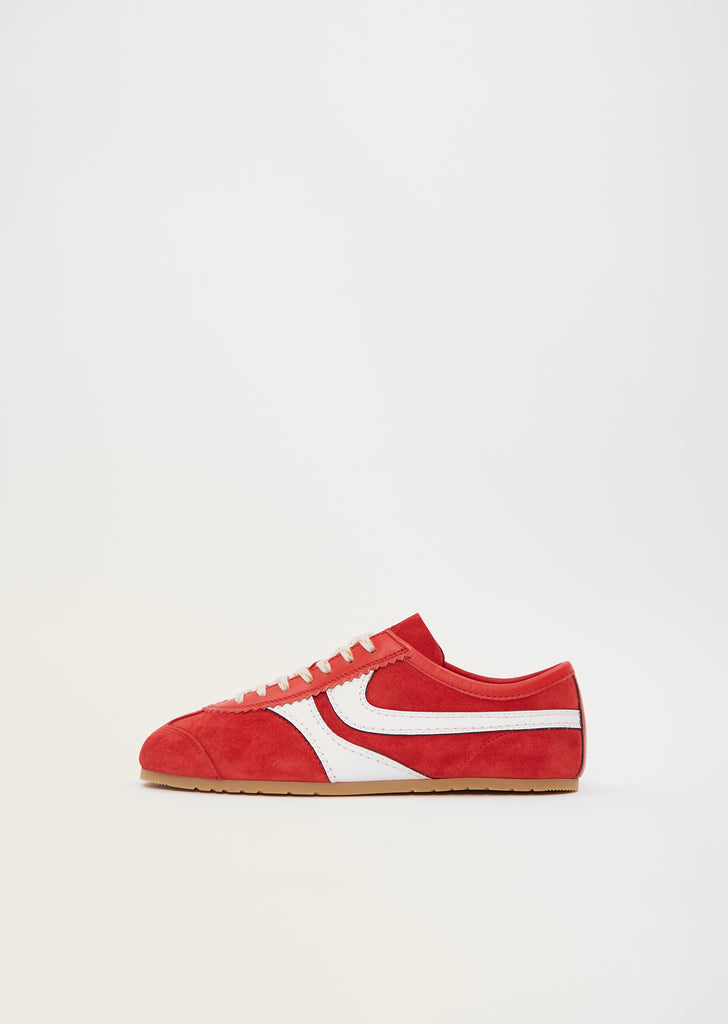 Suede Leather Trainer — Red