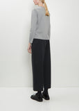 Wide Neck Long Sleeve Cotton Tee — Grey Melange