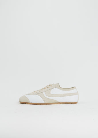 Suede Leather Trainer — White