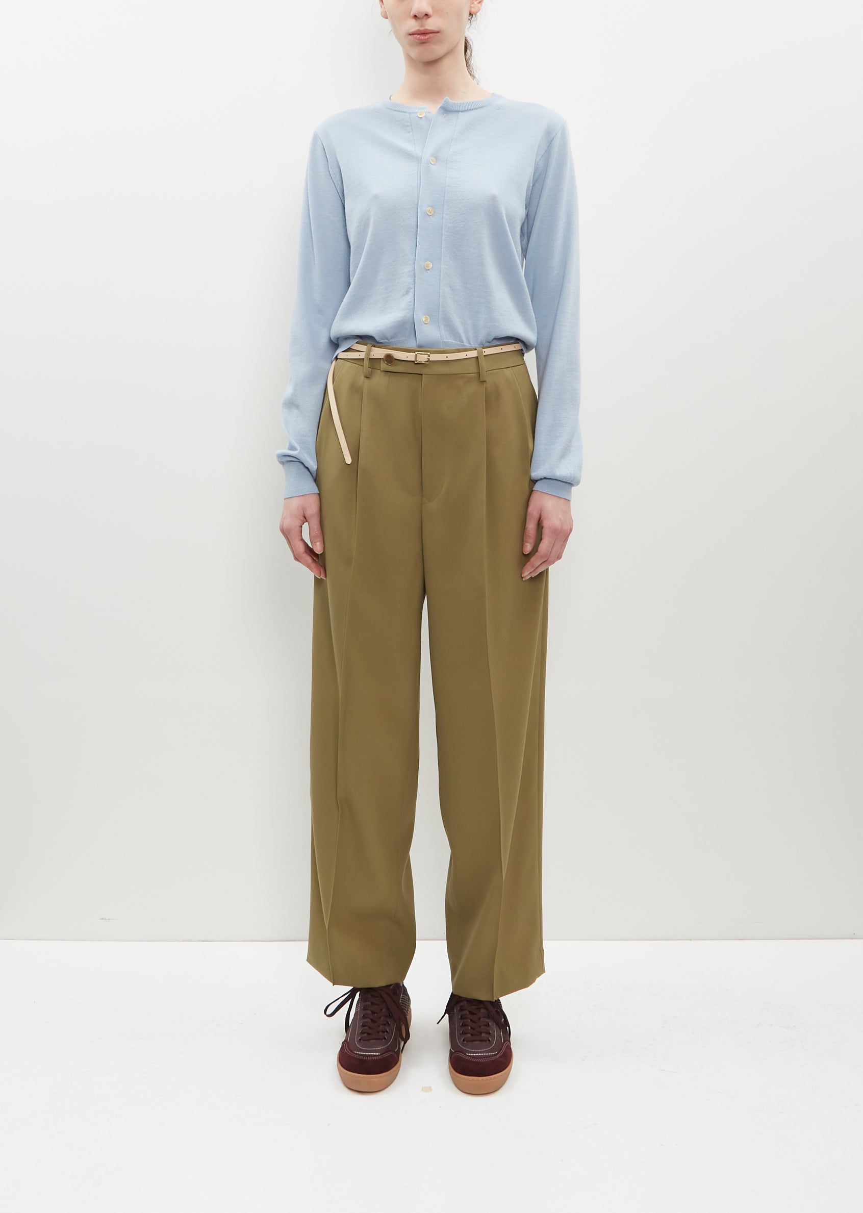 Light Wool Max Gabardine Slacks - 0 / Khaki