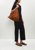 Belted Suede Tote — Tan