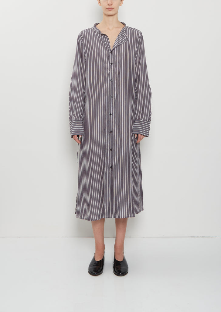 Collarless A-Line Shirt Dress