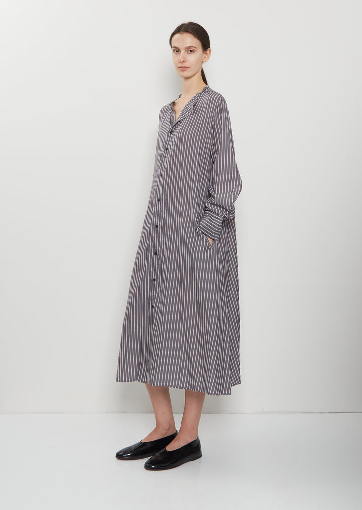 Collarless A-Line Shirt Dress