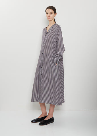 Collarless A-Line Shirt Dress