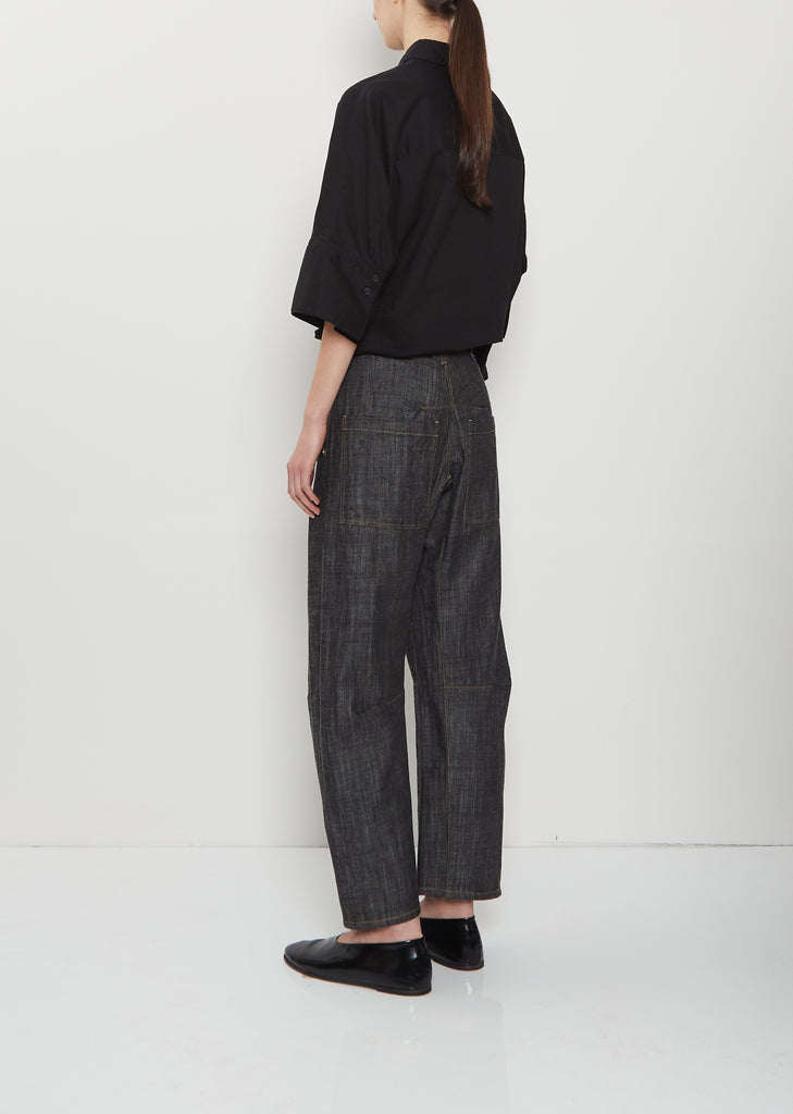 Raw Denim Wide Pants — Black