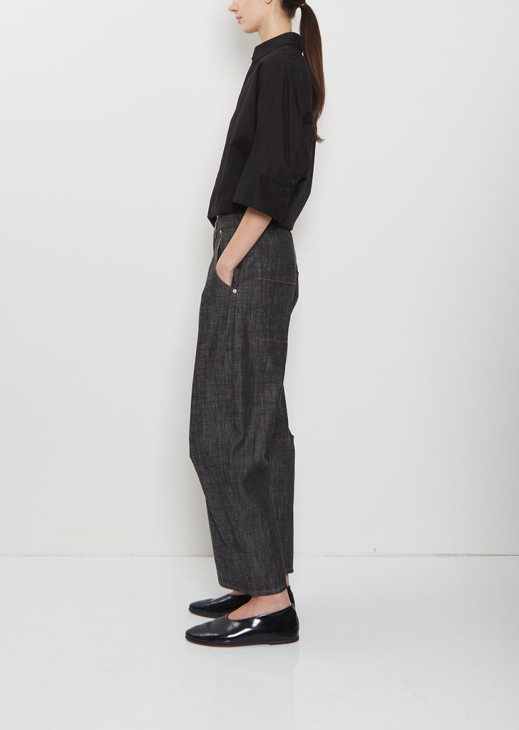 Raw Denim Wide Pants — Black