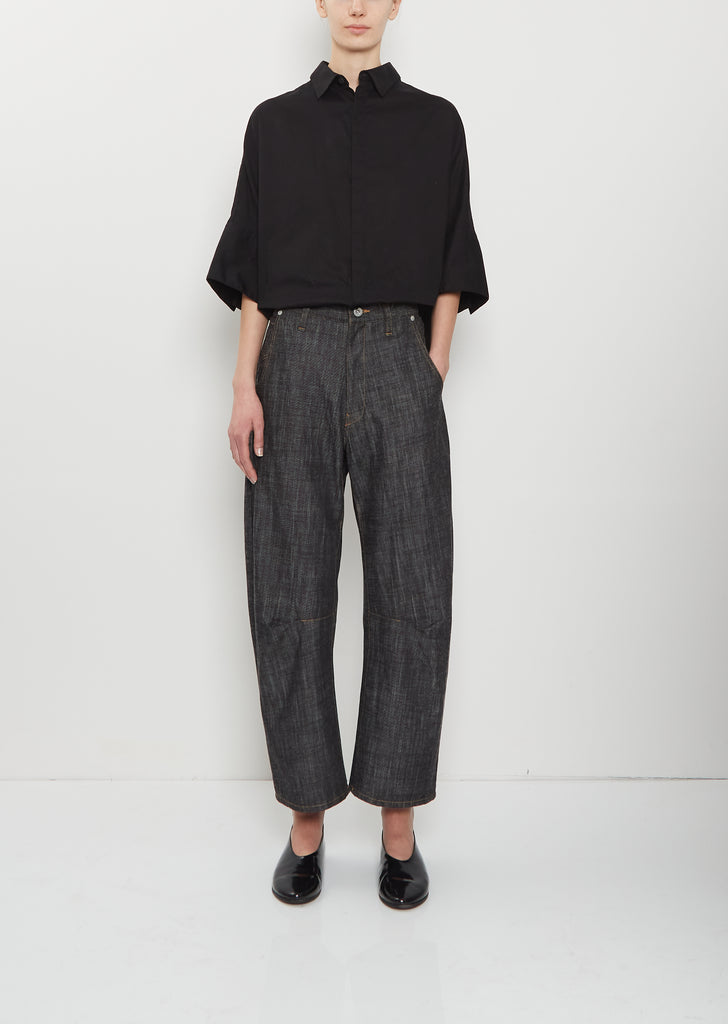 Raw Denim Wide Pants — Black