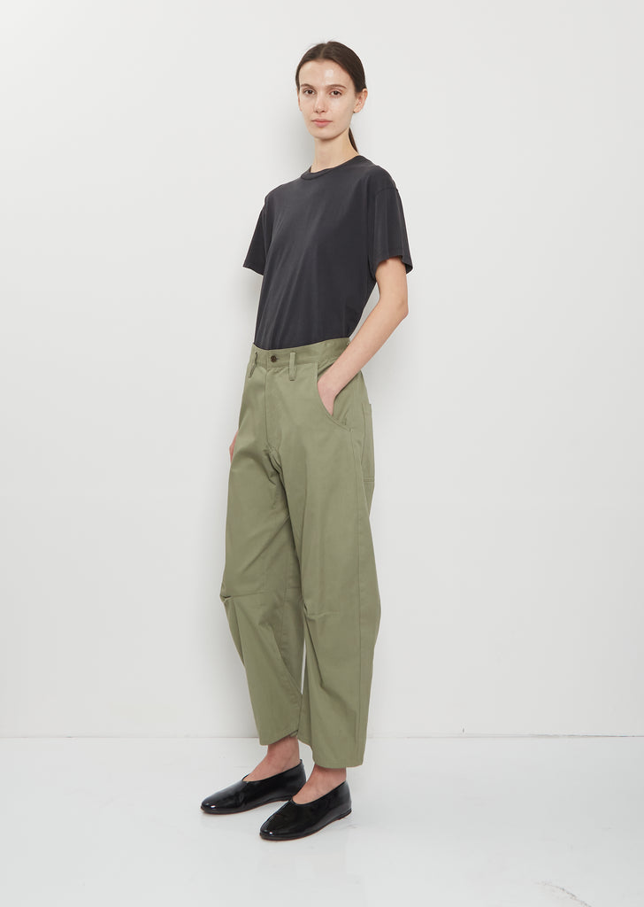 Cotton Twill Wide Pants  — Khaki