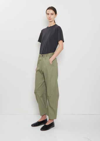 Cotton Twill Wide Pants  — Khaki