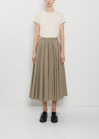 Pleated Technical Cotton Skirt