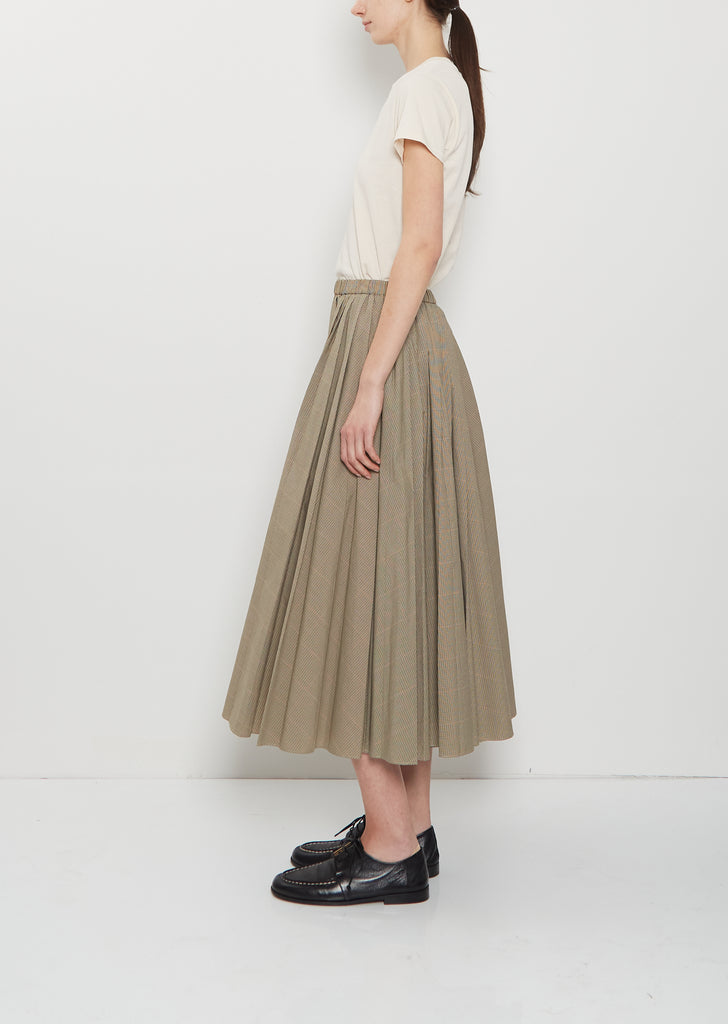 Pleated Technical Cotton Skirt