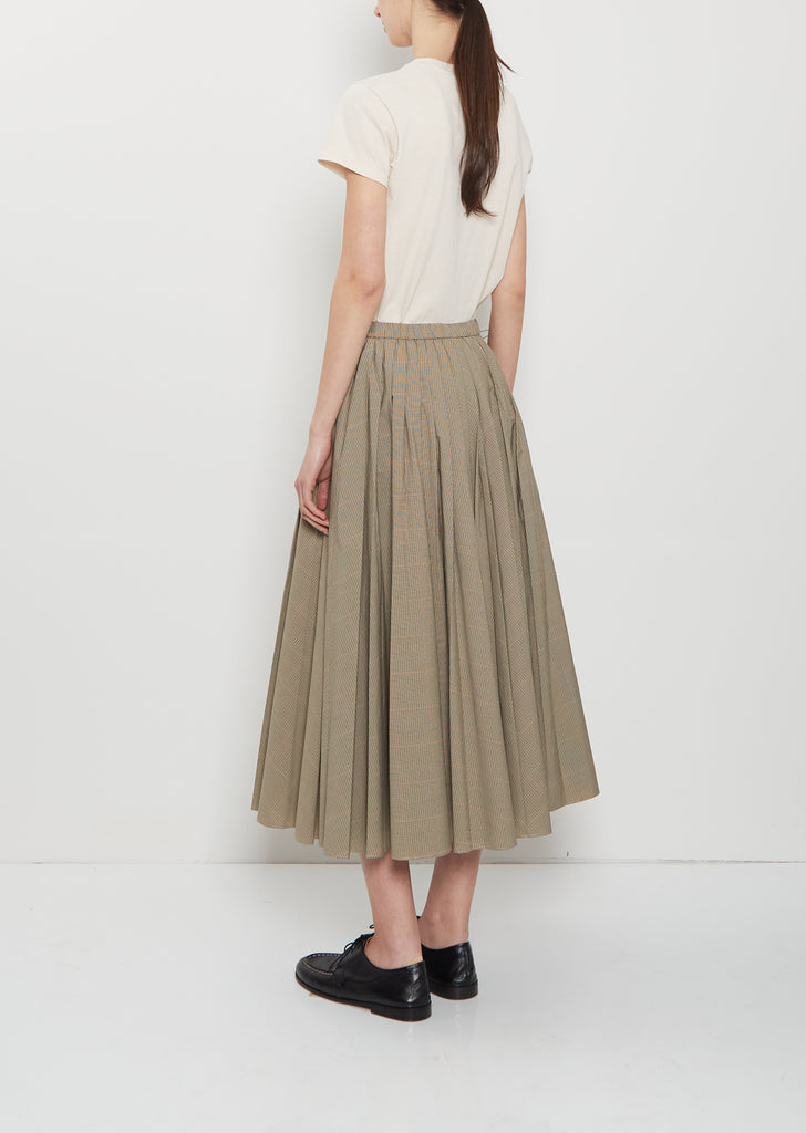 Pleated Technical Cotton Skirt