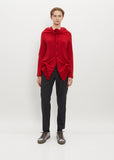 Ruffled Front Sleeve Cardigan — Red