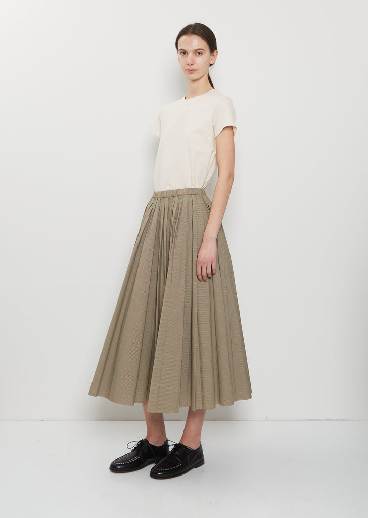 Pleated Technical Cotton Skirt