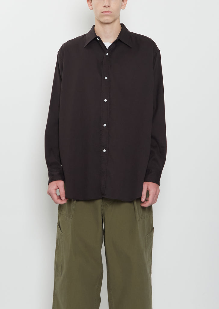 Double Weave Twill Regular Shirt  — Black