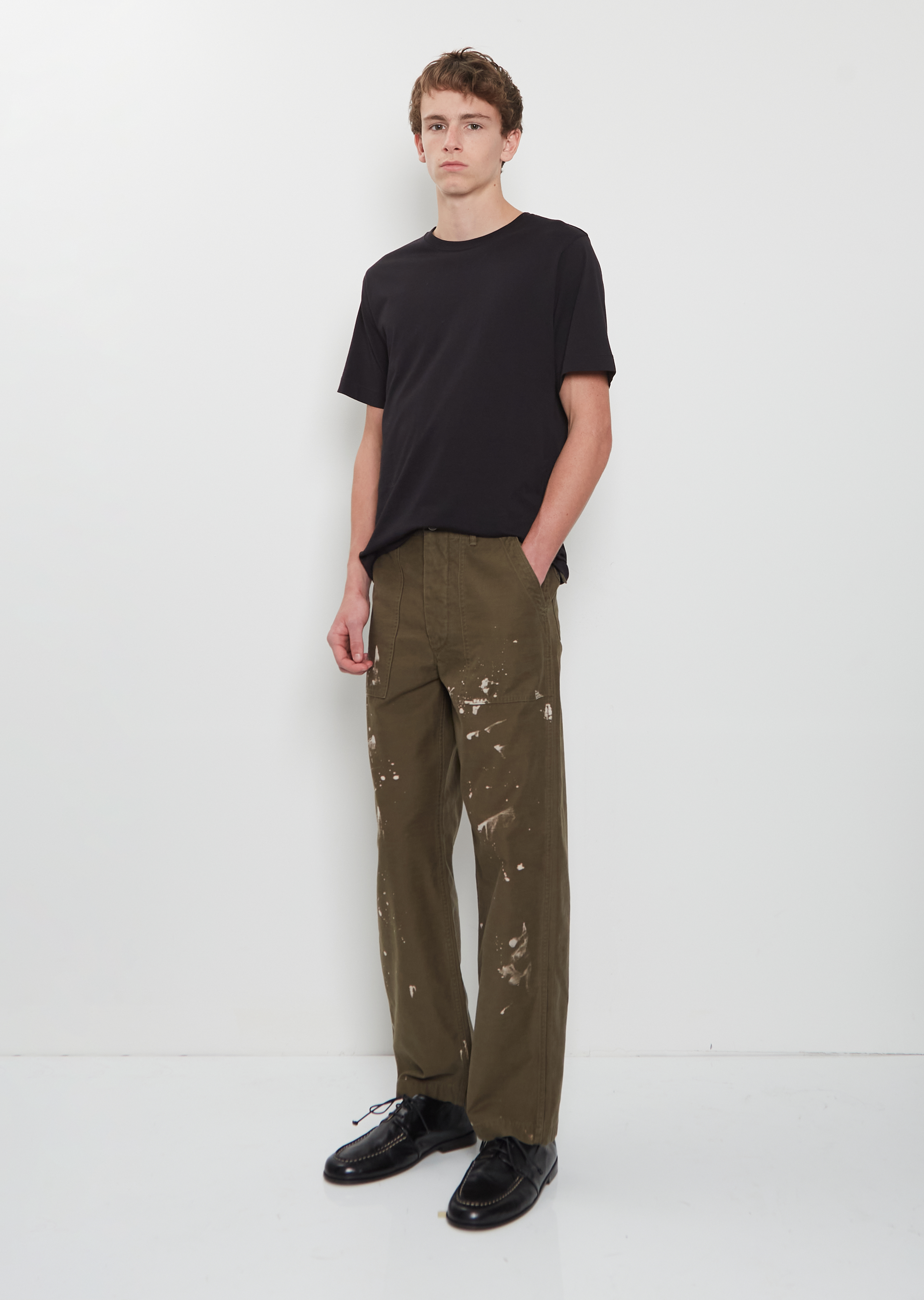 Washed Baggy Bleached Baker Pants — Khaki Brown – La Garçonne Washed Baggy Bleached Baker Pants — Khaki Brown – La Garçonne