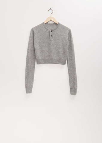 Super Fine Cashmere Silk Knit Henley — Top Gray