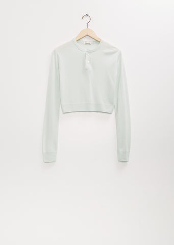 Super Fine Cashmere Silk Knit Henley — White Green