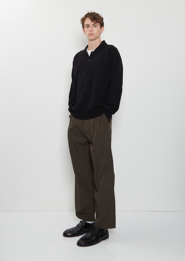 Extra Fine Wool Knit Polo — Black