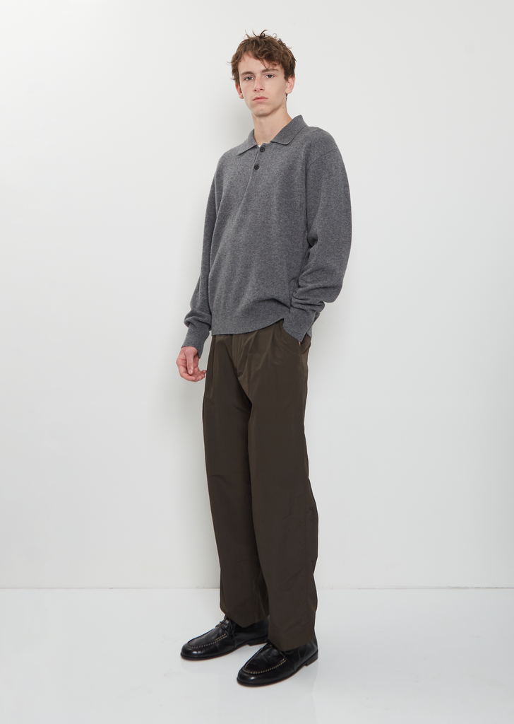 Extra Fine Wool Knit Polo — Grey