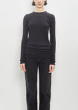 Stretch Organic Cotton Long-Sleeve Jersey Top — Black