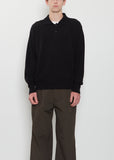 Extra Fine Wool Knit Polo — Black