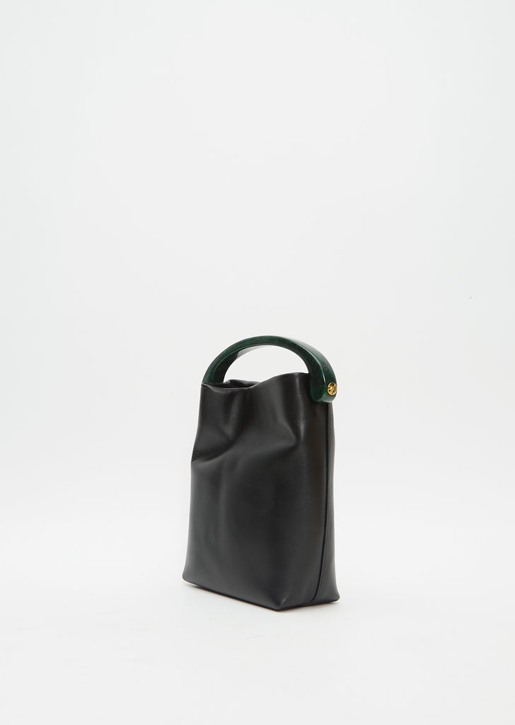 Tumbled Calf Leather Bag — Black