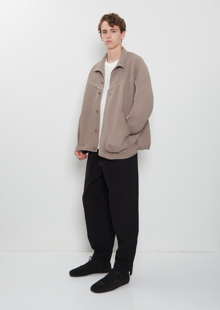 Pleated Buttons Blouson — Riverside Grey