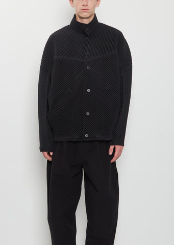 Pleated Buttons Blouson — Black