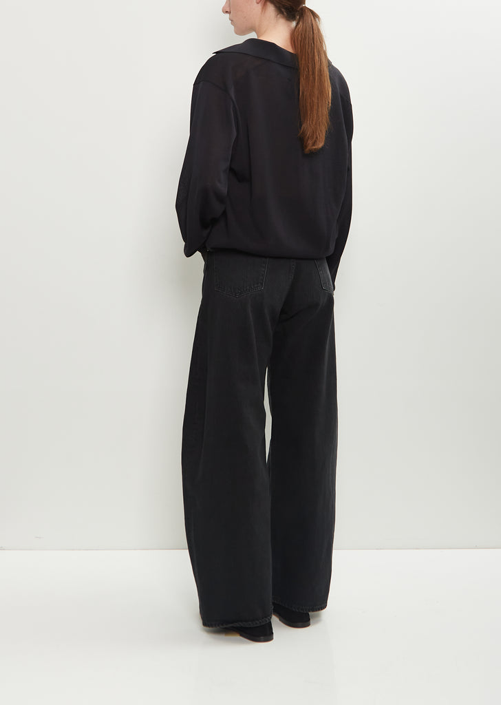 Deformation Wide Denim Jeans — Black