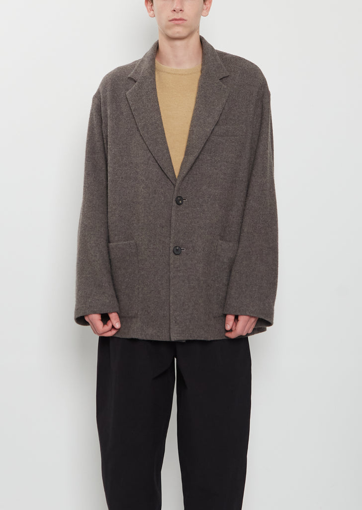 Wool Cashmere Fleece Single Breasted Jacket — Grey Brown