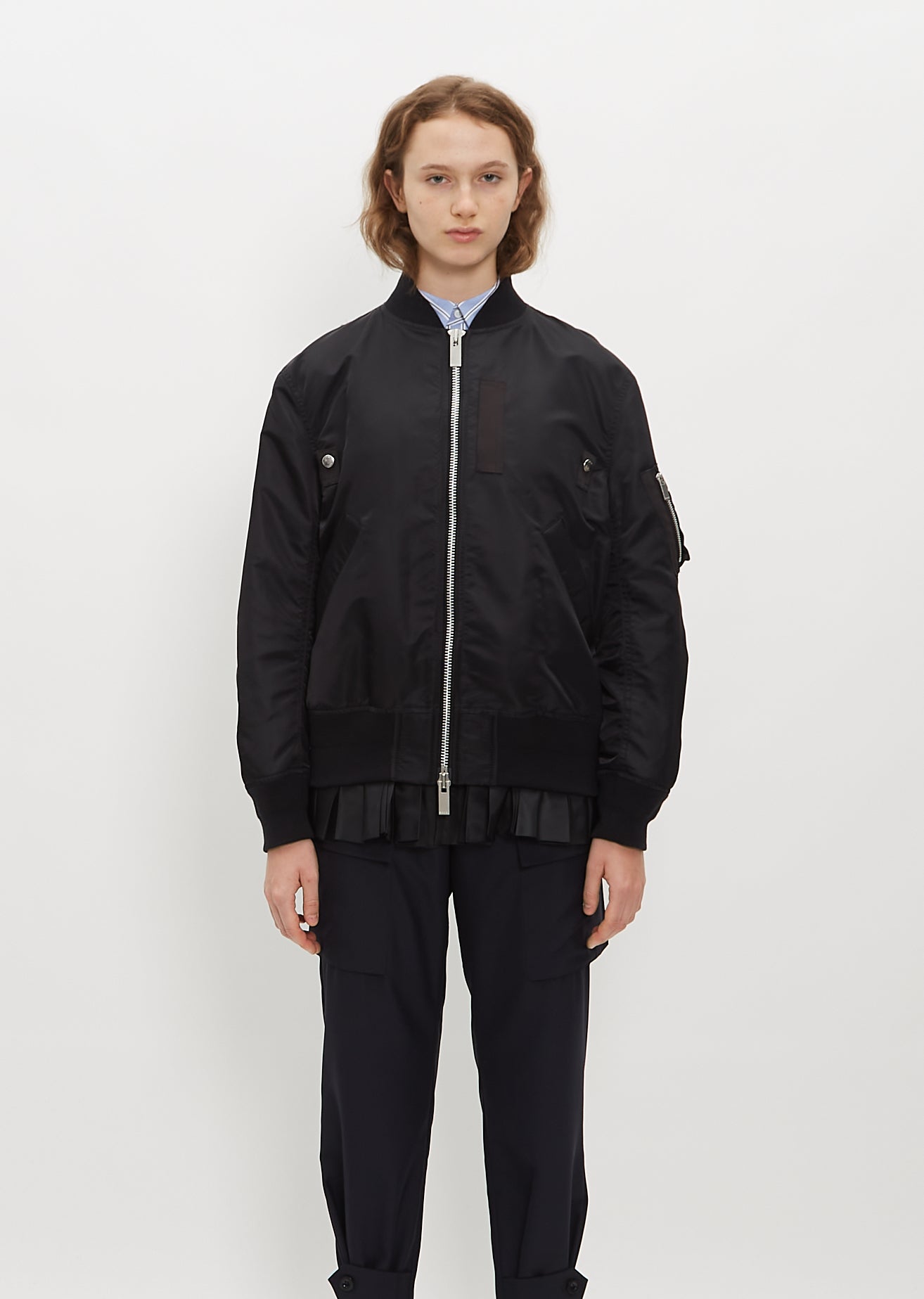 ブルゾン sacai Two-tone teddy and nylon bomber jacket (2407459 522) Two-tone teddy and nylon bomber jacket – G&B