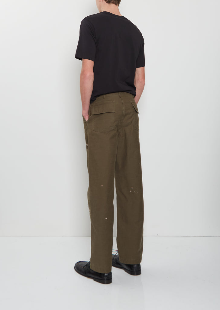Washed Baggy Bleached Baker Pants — Khaki Brown