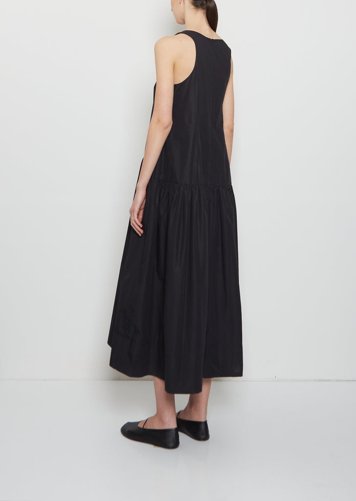 Pressed Rosette Cotton Flounce Dress