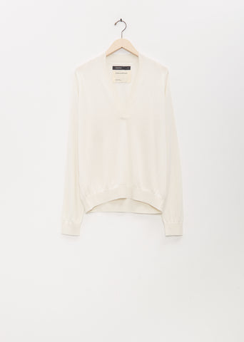 Silk Cashmere Johnny Sweater — White